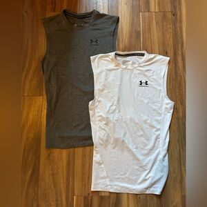 Under Armour Men's Compression Tanks - Gray and White